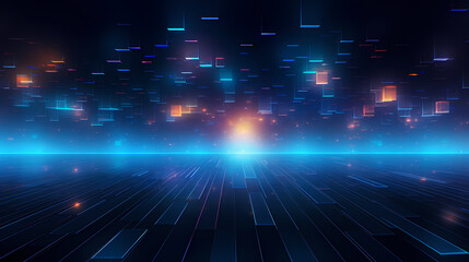 Obraz premium IT data and information display in modern particle energy flow, background, wallpaper