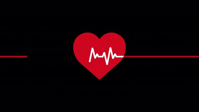 Red Medical Heartbeat Animation 4K On Alpha