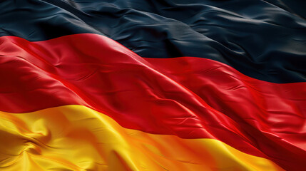 Waving German Flag Texture. Image capturing the dynamic ripples and vibrant colors of the German flag, symbolizing national pride and sporting spirit in anticipation of the UEFA Euro 2024.