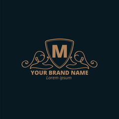 Luxury gold, royal brand, monogram luxury log