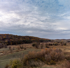 Aerial view on autumn rural scenery in Ukraine