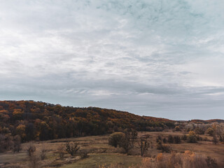 Aerial view on autumn scenery in Ukraine