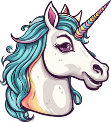 Cartoon unicorn illustration isolated on white background