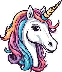 Cartoon unicorn illustration isolated on white background