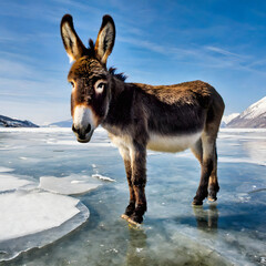 Donkey on ice