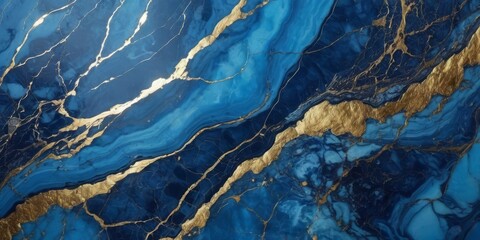 Abstract blue gold floral marble texture background