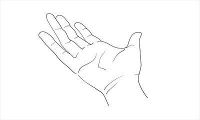 Hand in line art style. Continuous line art set isolated on white background. Outline, linear, thin line, doodle art. Minimalist Vector illustration