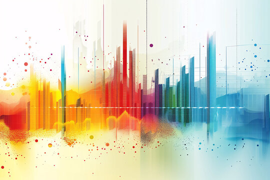 Abstract colorful cityscape painting with vibrant splashes