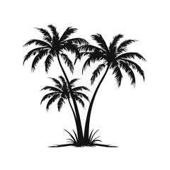 Obraz premium A black and white drawing of a palm tree with three trunks. Vector illustration