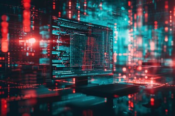 Obraz premium computer monitor with computer errors. generative ai