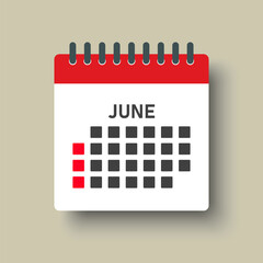 Vector template icon page calendar, month June