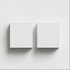 A white box mockup on the wall, top view, ultra realistic photography, minimalistic background