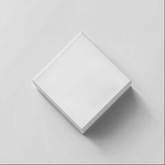 A white box mockup on the wall, top view, ultra realistic photography, minimalistic background