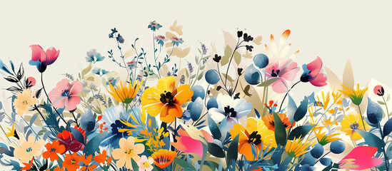 Fototapeta na wymiar This wildflower illustration brims with color and life, providing a bright, naturalistic vibe