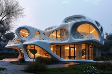 A modern house inspired by the complex networks of the human brain - obrazy, fototapety, plakaty