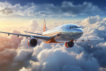 Naklejka na ściany i meble Airliner in the sky. Airline company. Flight. Aviation professions. Travel agency.