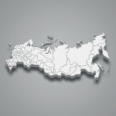 Fototapeta premium Chechnya region location within Russia 3d map