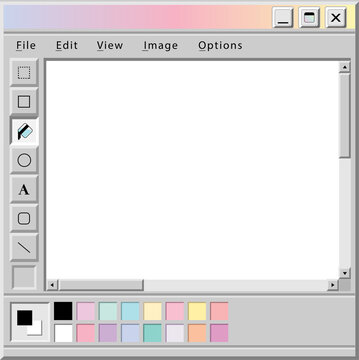 Old 90s Computer UI Screen Window Frame of Drawing Software