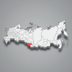 Altai Krai region location within Russia 3d map