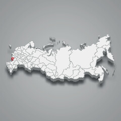 Belgorod region location within Russia 3d map