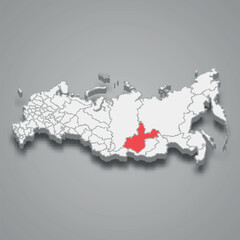 Irkutsk region location within Russia 3d map