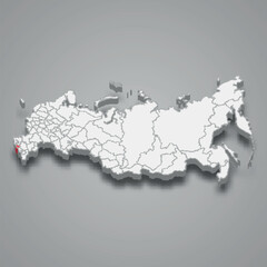 Karachay-Cherkessia region location within Russia 3d map