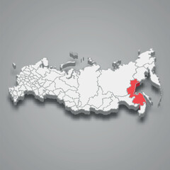 Khabarovsk region location within Russia 3d map