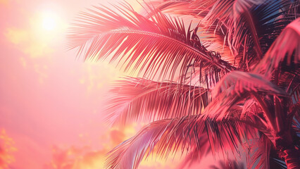 Fototapeta na wymiar Tropical Summer Paradise: Stylish Composition with a Palm Tree, Perfect for Wallpaper Background