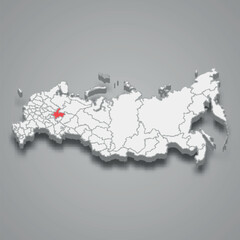 Kirov region location within Russia 3d map