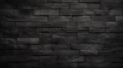 Aged brick wall in black color, close up, background with free space - obrazy, fototapety, plakaty