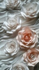 Rosen in weichen Farben, Rosen aus Papier, Muster aus farbenfrohen Rosen