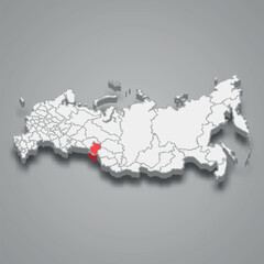 Omsk region location within Russia 3d map