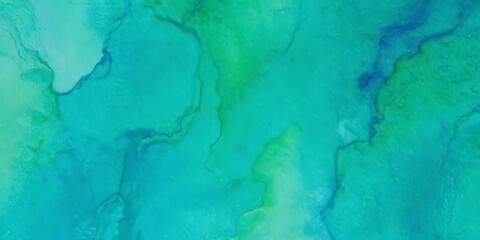 Abstract watercolor paint background by teal color blue and green with liquid fluid texture for background