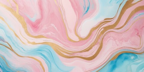 Fototapeta na wymiar Abstract watercolor paint background illustration Soft pastel pink blue colour and golden lines, with liquid fluid marbled paper texture banner texture