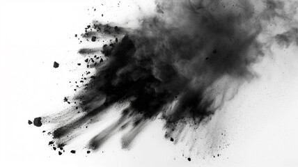 The explosion of coloured powder is isolated on a black background. Abstract colored cloud