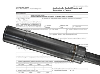 Public domain form to own a silencer behind a suppressor - obrazy, fototapety, plakaty