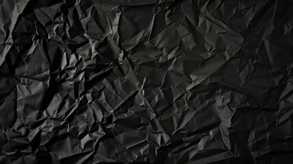 Black crumpled paper texture in low light background