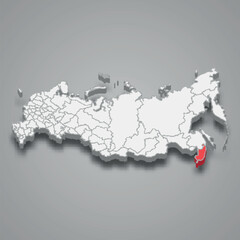 Primorsky region location within Russia 3d map