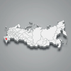 Stavropol region location within Russia 3d map