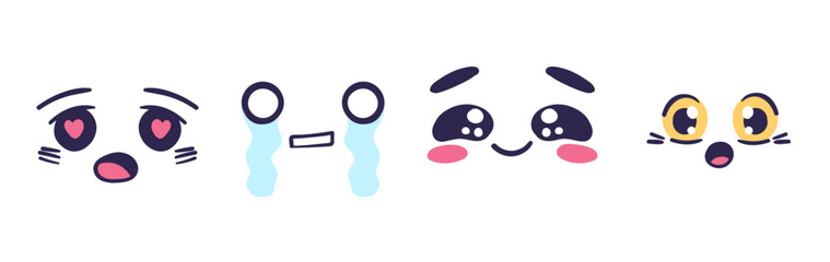 Set of hand-drawn cartoon anime expressions and doodle signs, arrows, emoticon effects, design elements, symbols. Character emotion symbols, cute doodle drawing