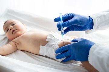 Baby vaccination and immunization process.