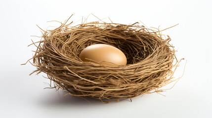Obraz premium Brown eggs in a nest on a white background