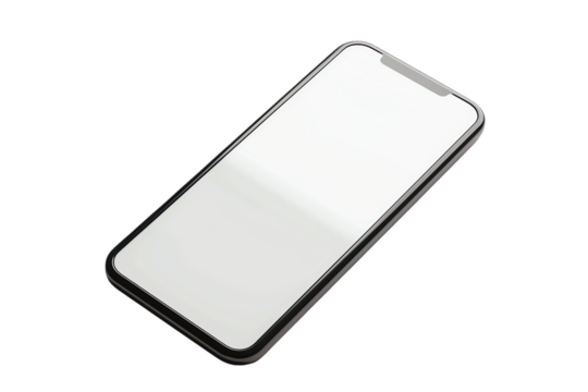 A digital illustration of a blank smartphone screen for showcasing mobile apps or communication technology