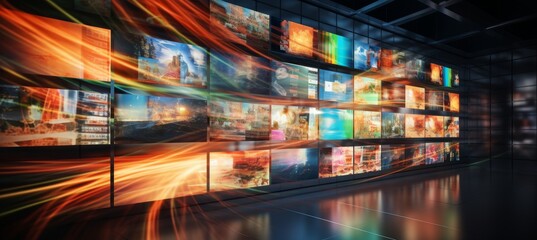 Multimedia network background featuring web streaming and tv video technology concepts