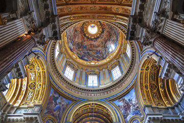 View ceiling of the Basilica of Santa Agnese in Agone, in Piazza Navona, Rome, Italy - 753584494