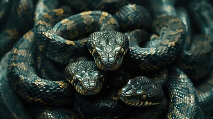 Fototapeta premium many green snakes background