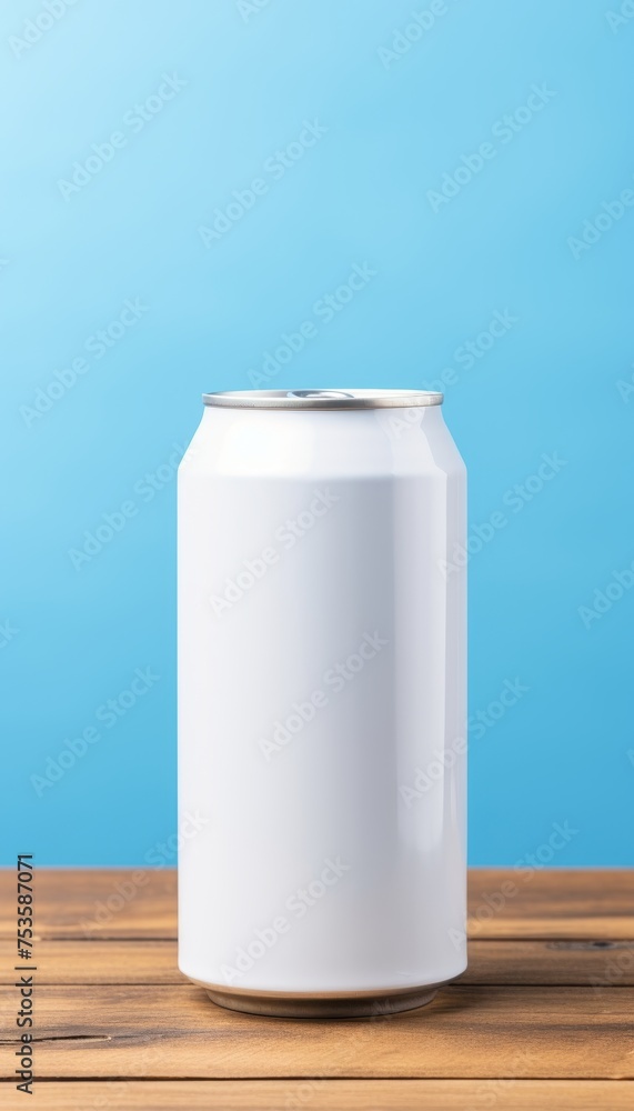 Poster soda can mockup on abstract background with copy space for text and branding opportunities