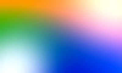 Abstract blurred background image of blue, green, orange, pink colors gradient used as an illustration. Designing posters or advertisements.