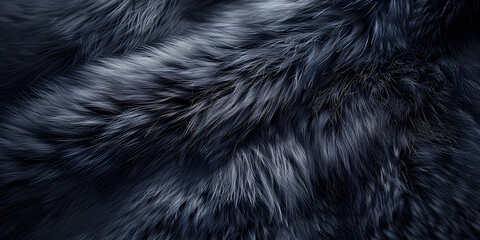 A black faux fur fabric with a thick layer of fur. - obrazy, fototapety, plakaty