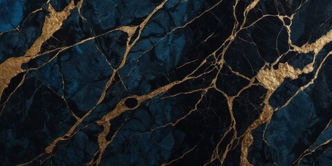 dark color marble texture, black marble with crack brown and gold blue background